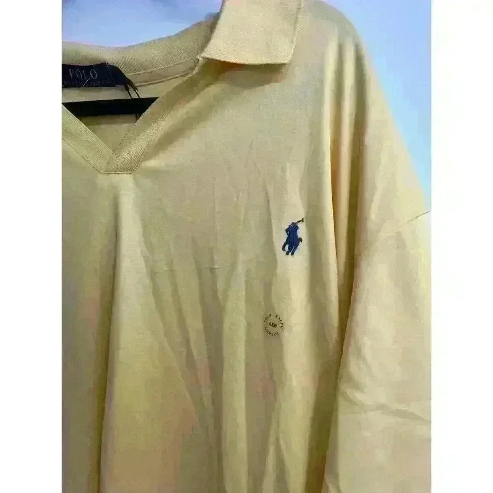 Polo Ralph Lauren Solid‎ Yellow Buttonless Collar Neck Shirt - Men's 4XB